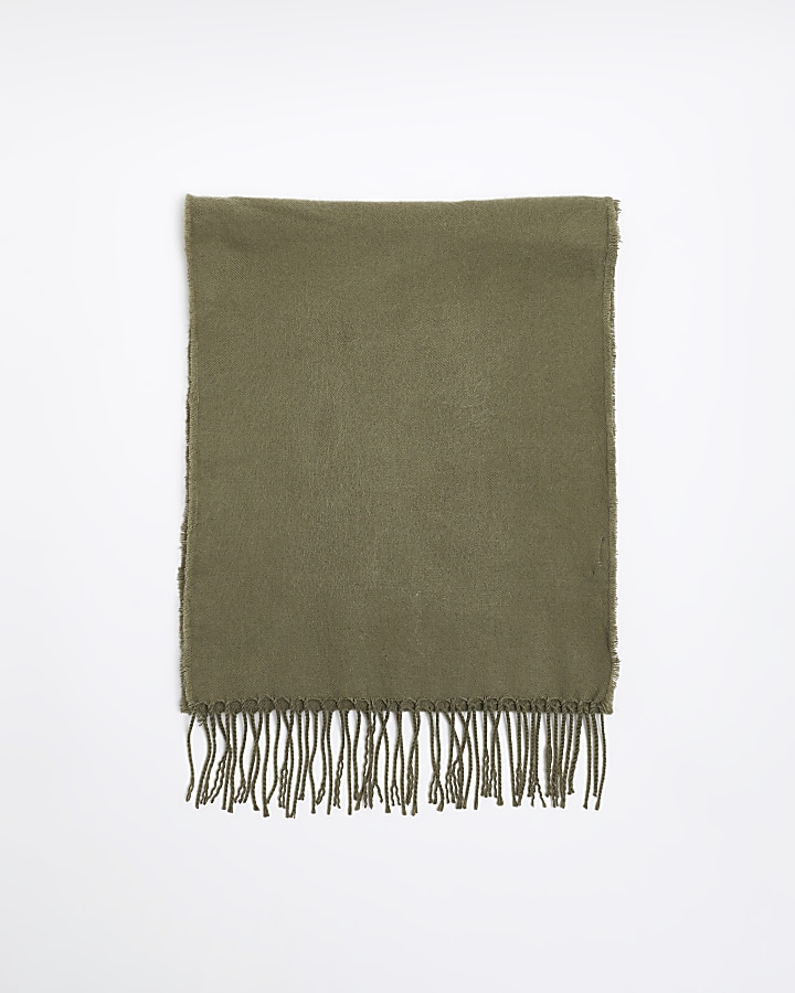 Green plain scarf