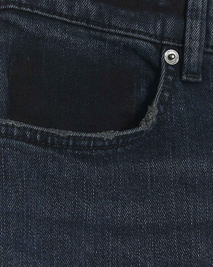 Dark blue slim fit washed jean | River Island