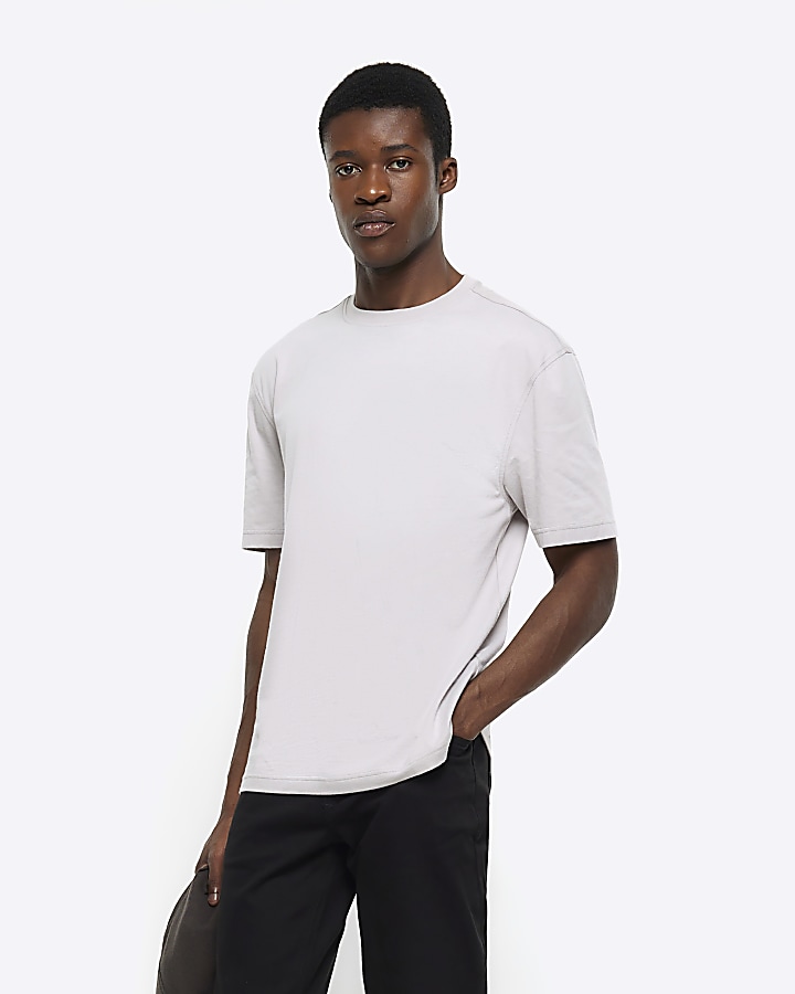 Light grey regular fit t-shirt | River Island