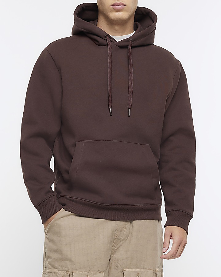 Brown regular fit hoodie