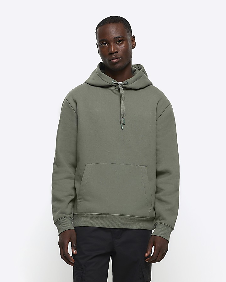 Green regular fit plain hoodie | River Island