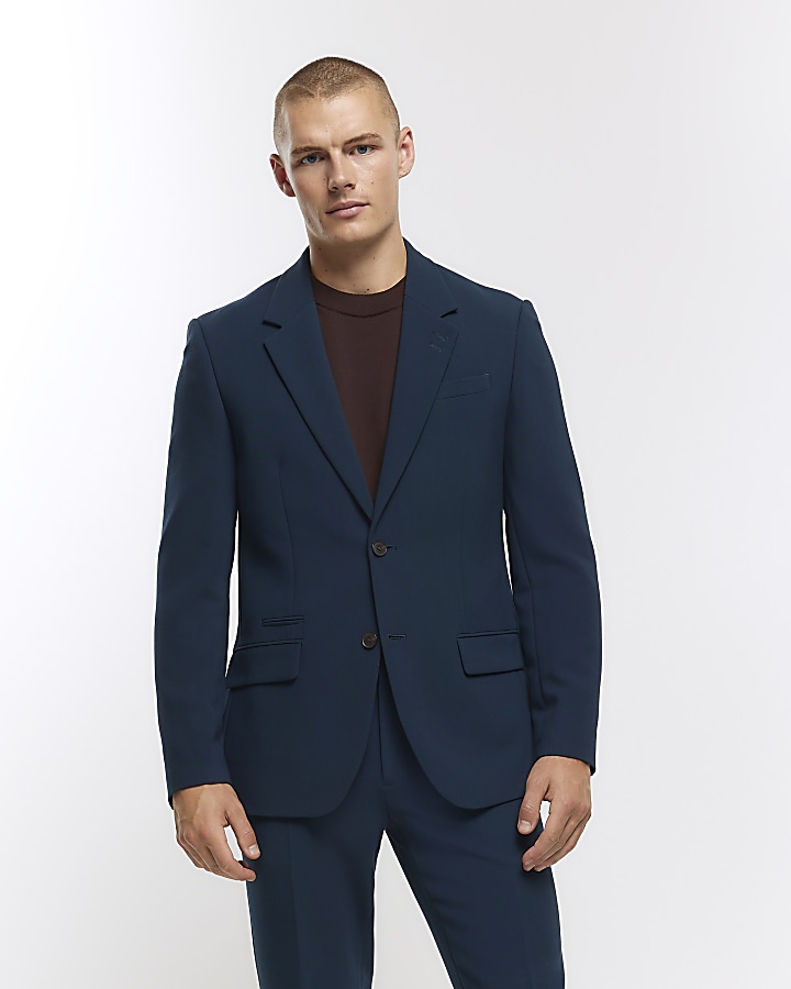 Blue slim fit suit jacket