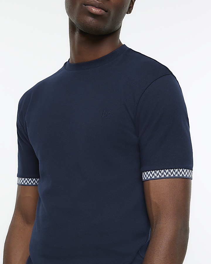 Navy muscle fit ringer t-shirt