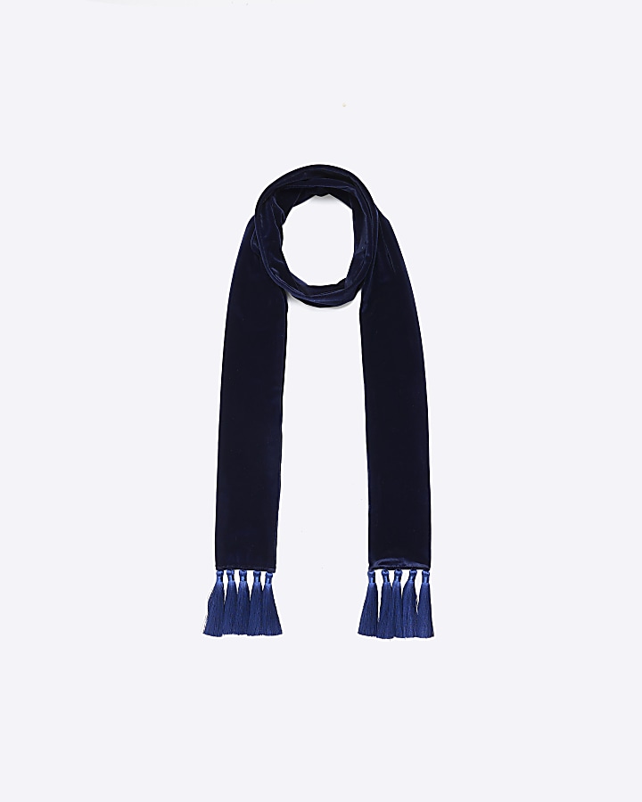 Navy velvet smart scarf