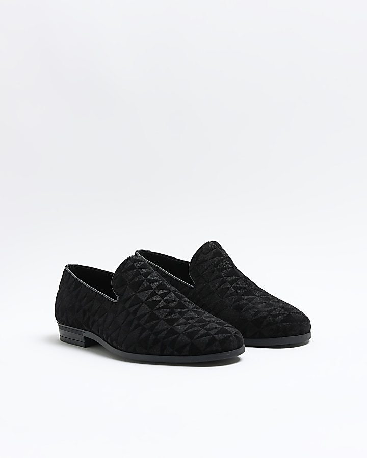 Black velvet loafers | River Island