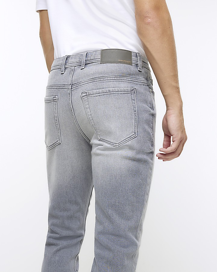 Grey skinny fit faded jeans