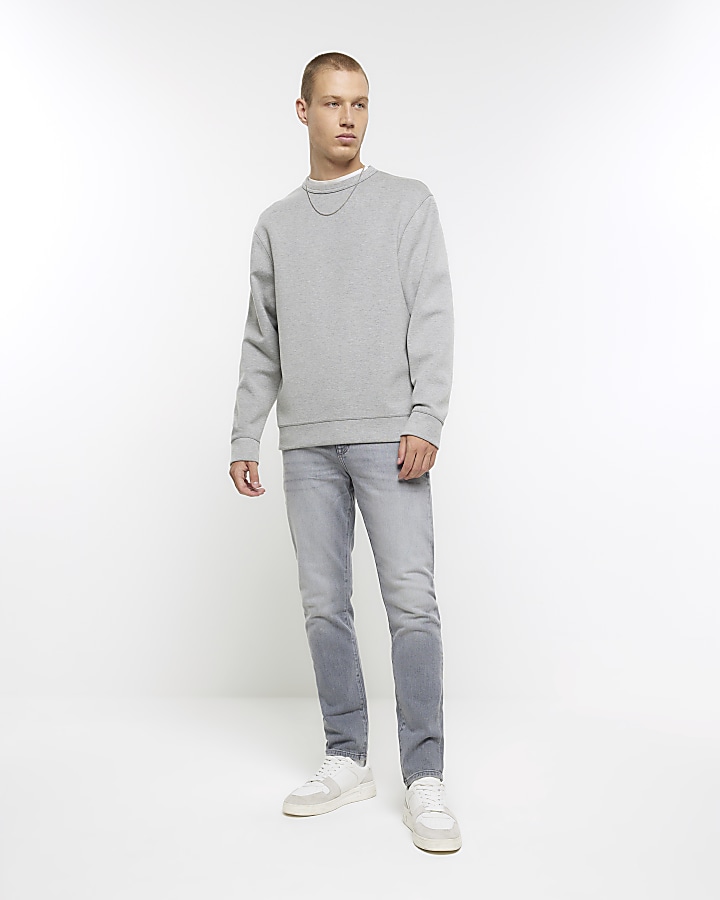 Grey skinny fit faded jeans | River Island