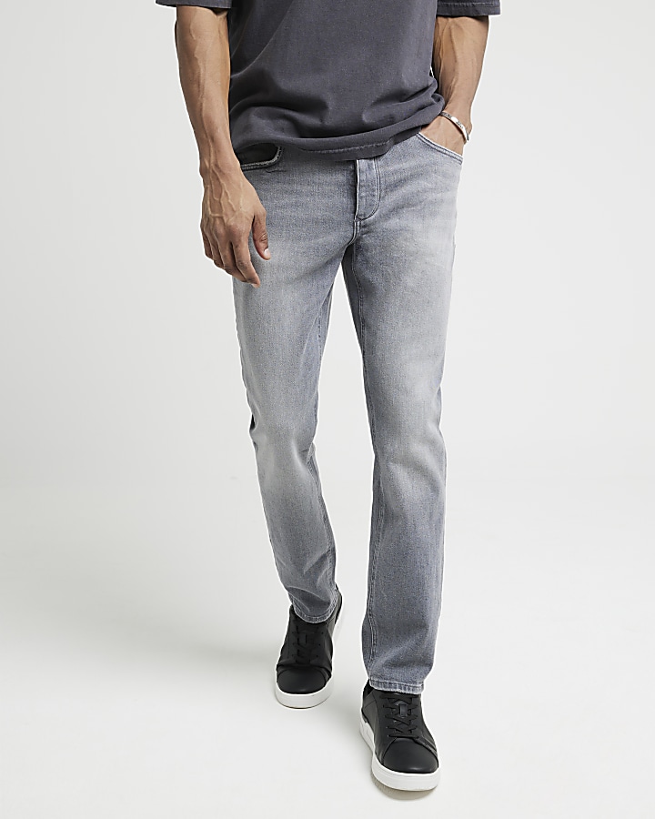 Grey slim fit faded jeans River Island