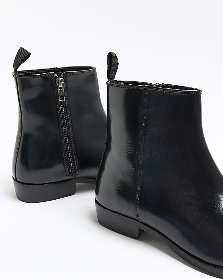 Black side zip boots