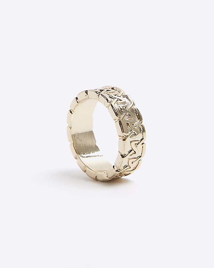 Gold colour textured ring River Island