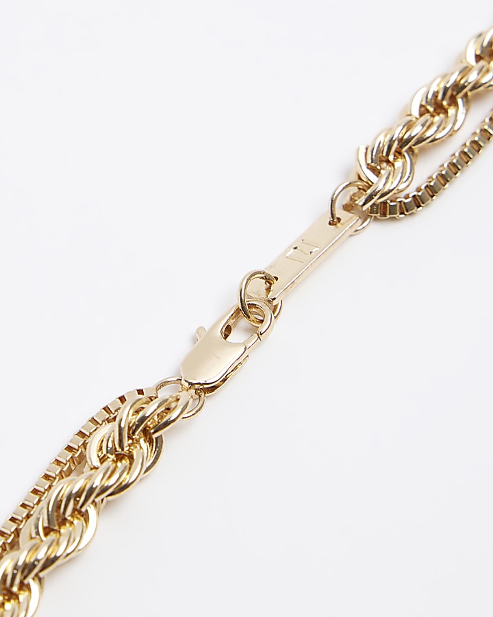 Gold colour snake multirow necklace