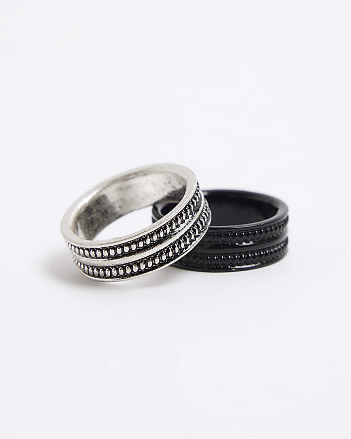 2PK silver colour textured rings