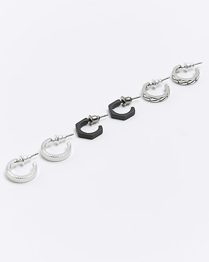 Silver colour hoop earrings multipack