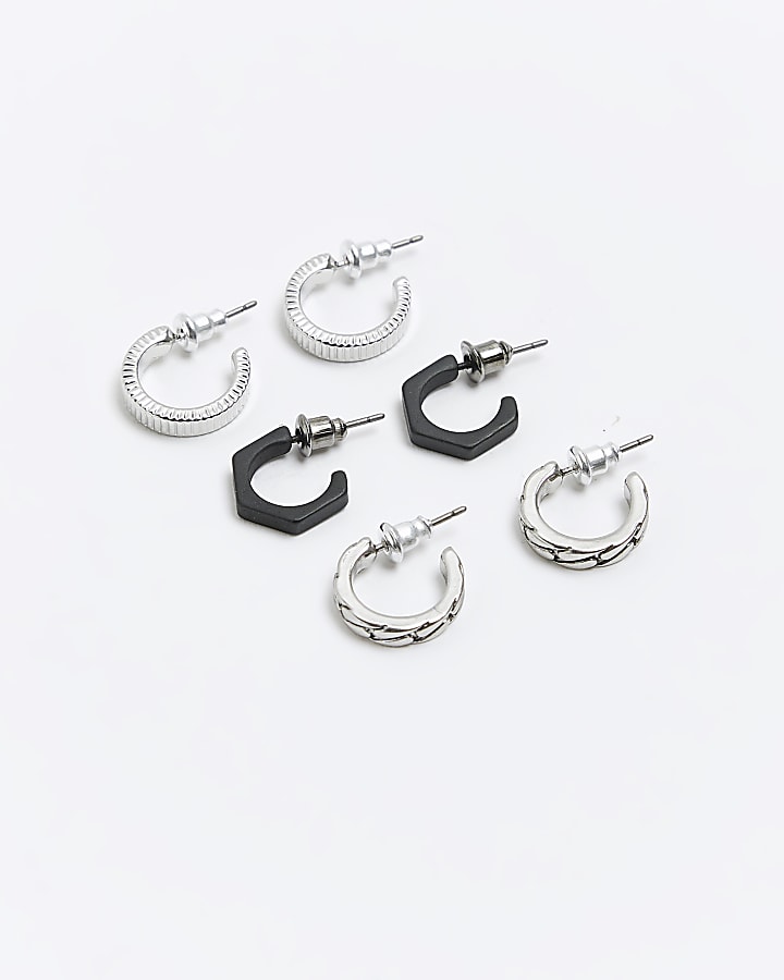 Silver colour hoop earrings multipack