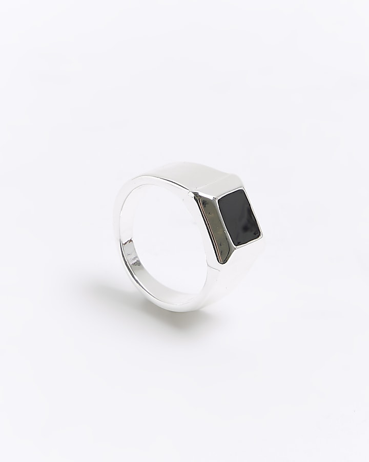 Silver plated square signet ring