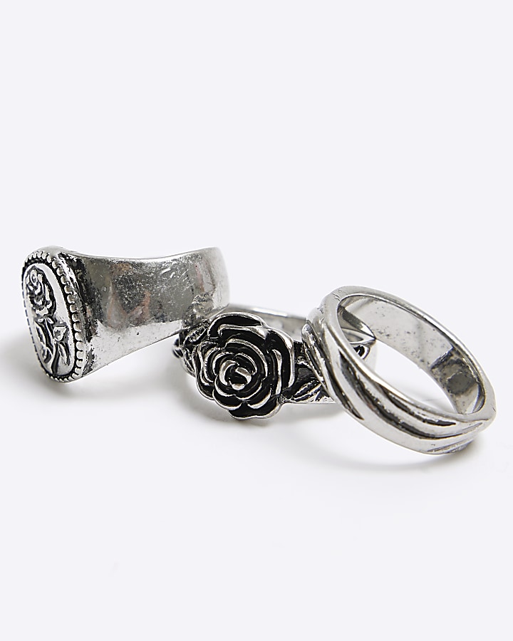 Silver colour rose ring multipack