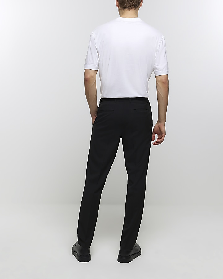 Black slim fit smart trousers | River Island