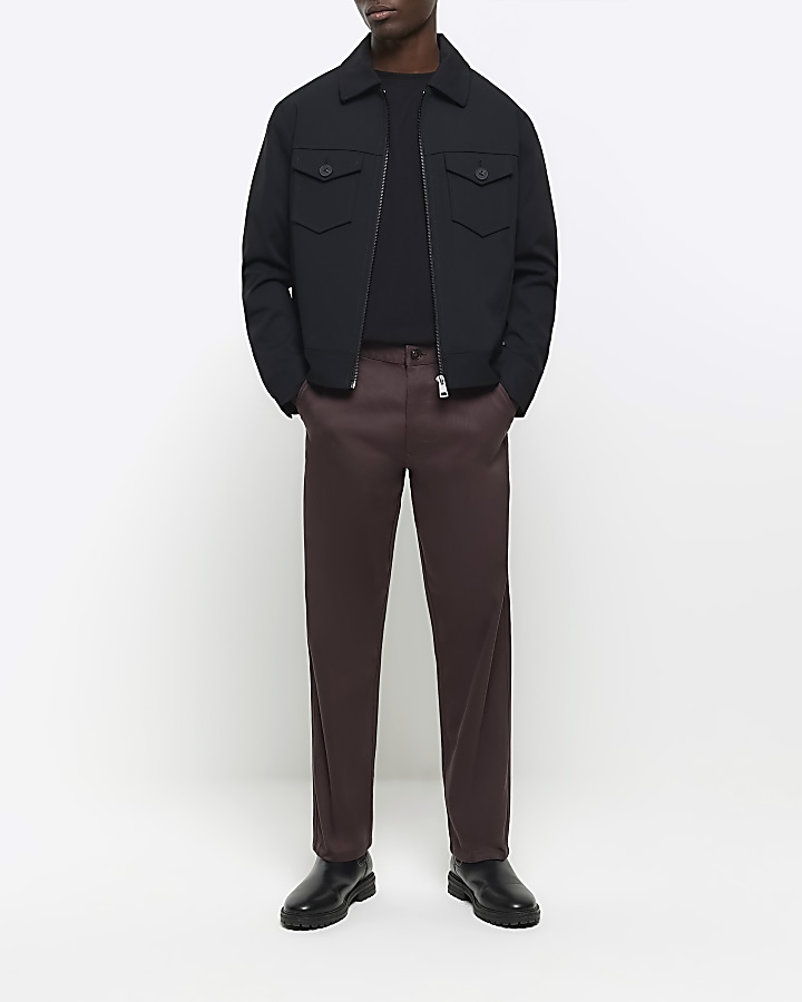 Dark red slim fit smart trousers