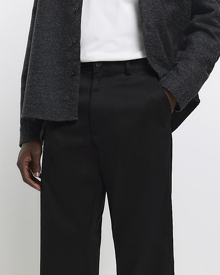 Black slim straight fit smart trousers