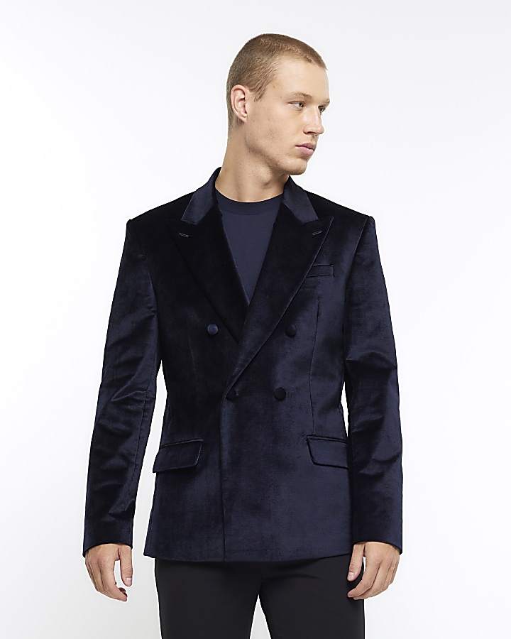 River island sale black velvet blazer