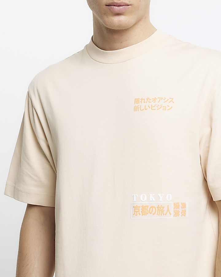 Stone regular fit Japanese graphic t-shirt
