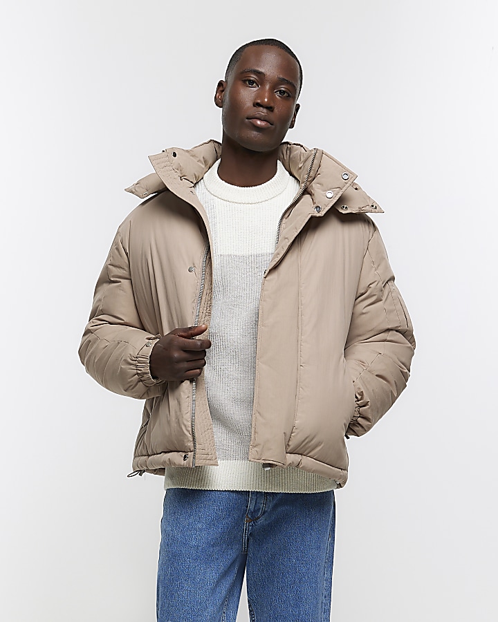 Mens puffer jacket river island on sale