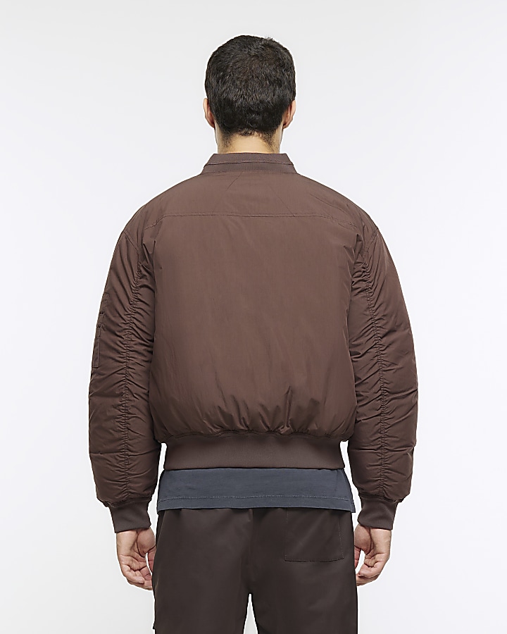 Rust regular fit padded bomber jacket