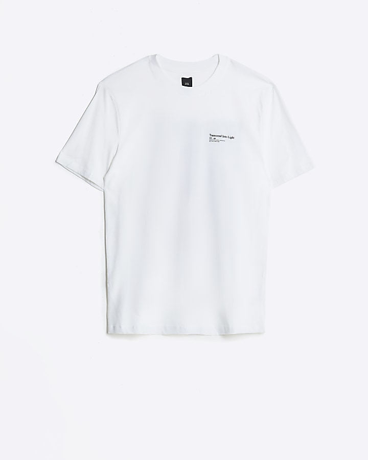 White slim fit back graphic print t-shirt