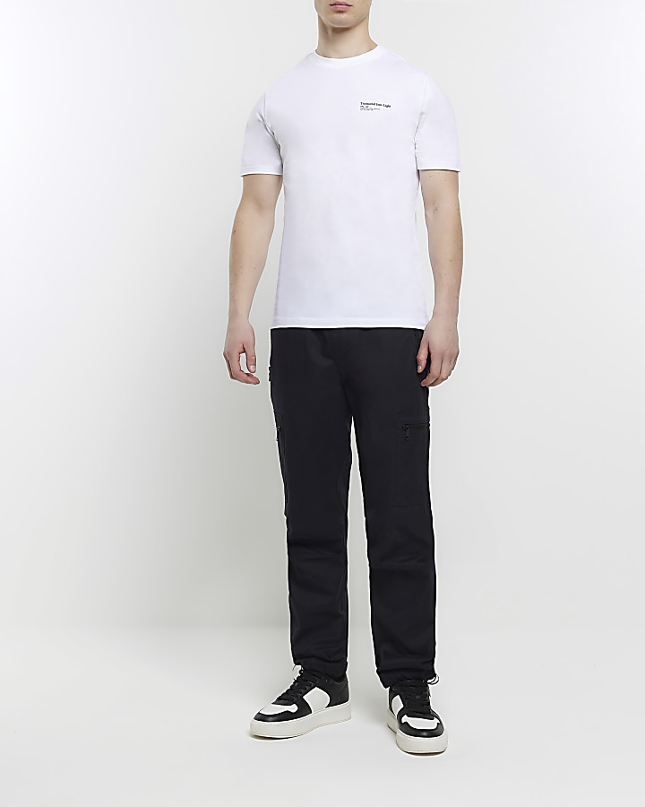 White slim fit back graphic print t-shirt