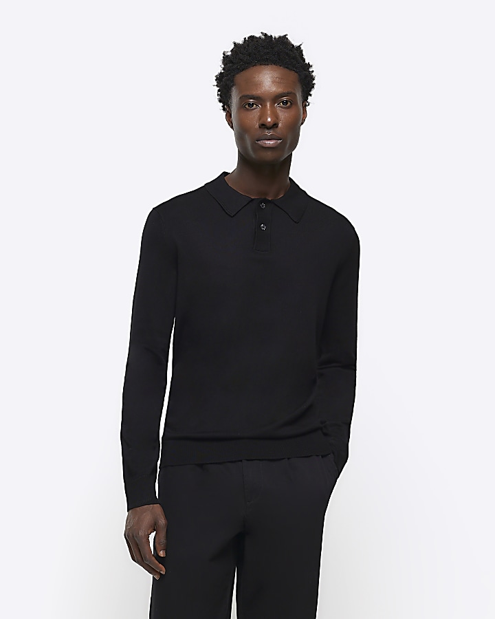 Boxy Long Sleeve Knitted Revere Polo