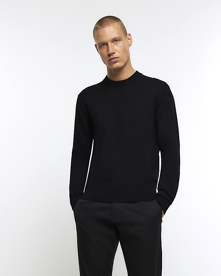 Black slim fit outlet jumper