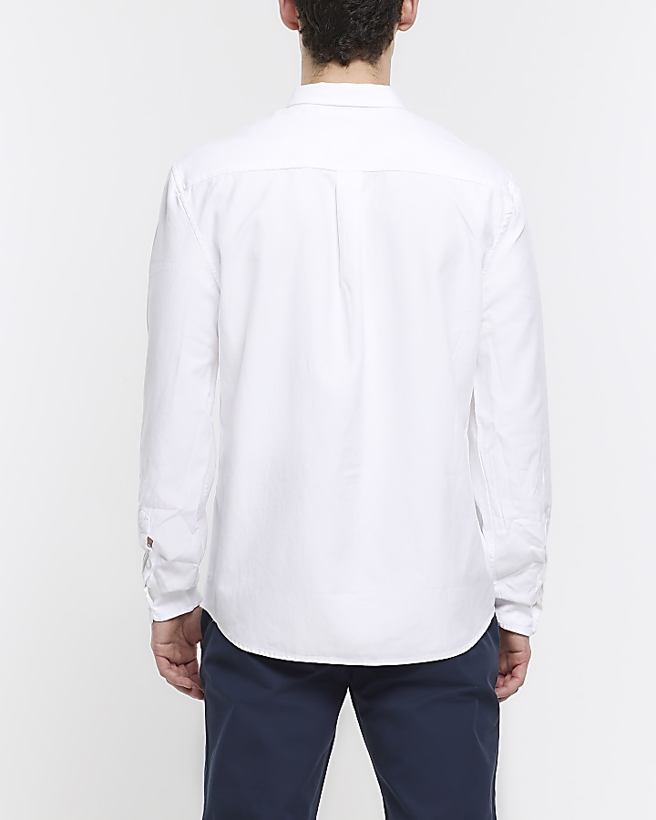 White regular fit lyocell embroidered shirt