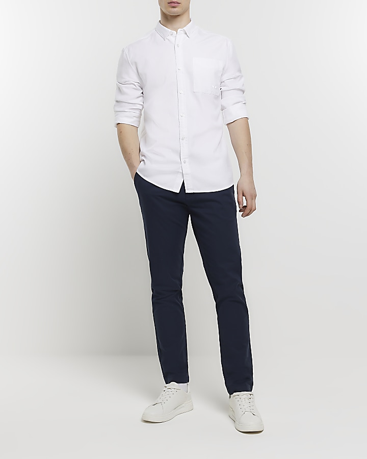 White regular fit lyocell embroidered shirt