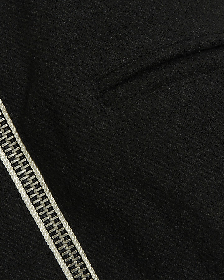 Black regular fit colour block varsity jacket