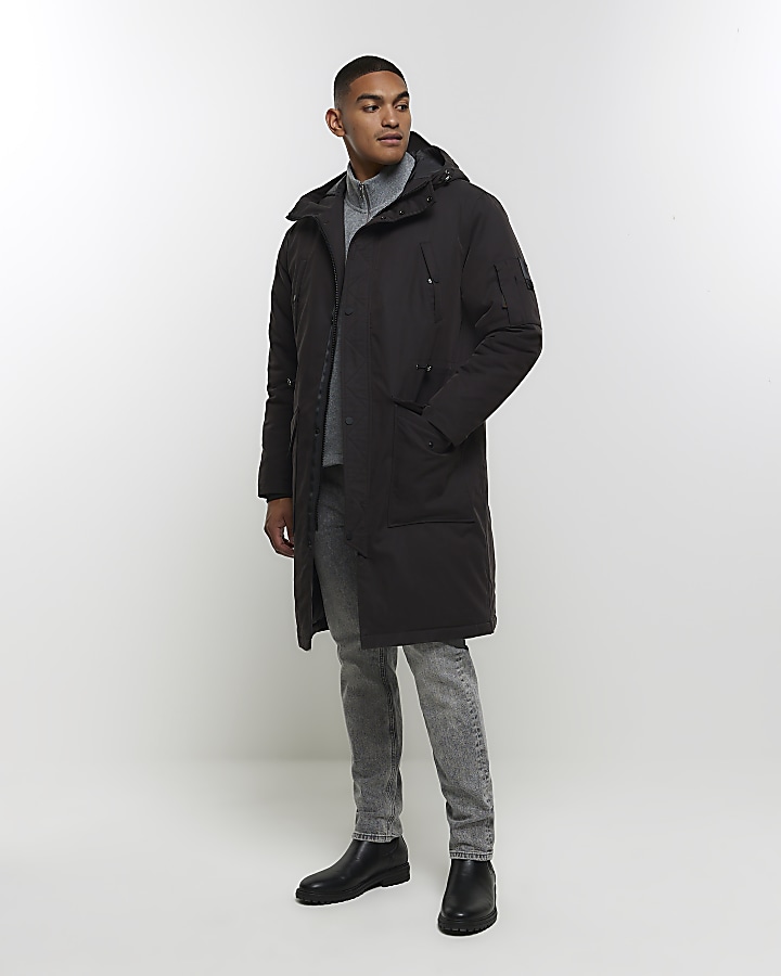 River island black store new paulie parka