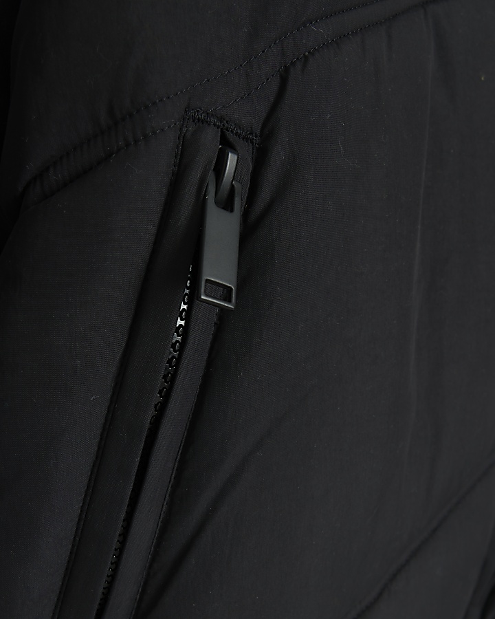 Black regular fit funnel puffer jacket | River Island