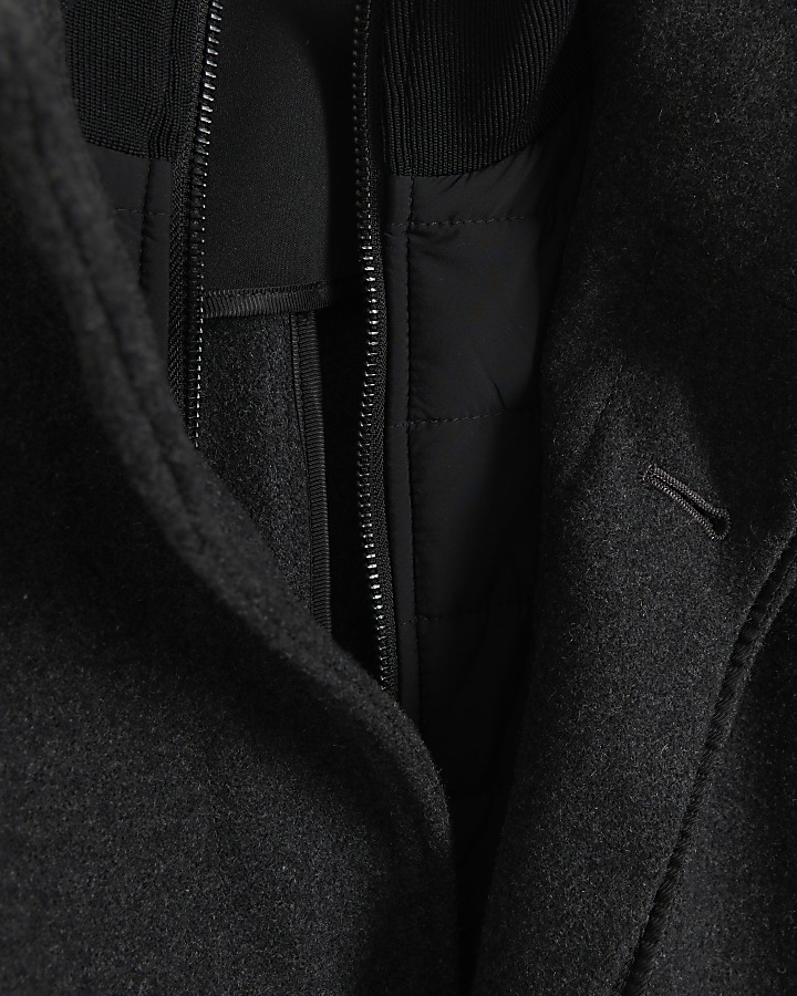 Grey regular fit wool blend jacket