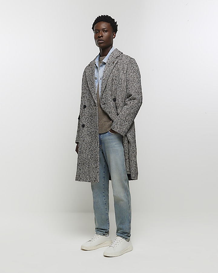 Grey Holloway Road regular wool blend coat