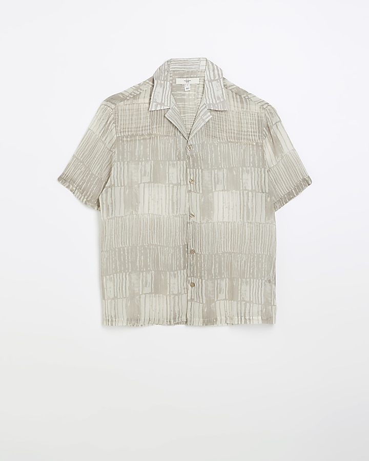 Stone regular fit sheer abstract shirt