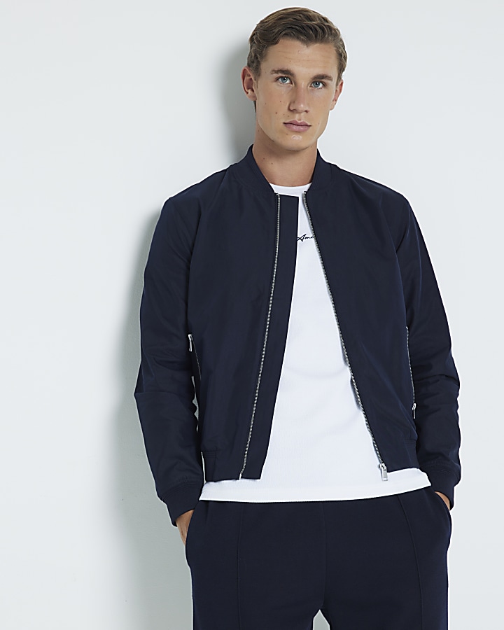 Men navy bomber outlet jacket