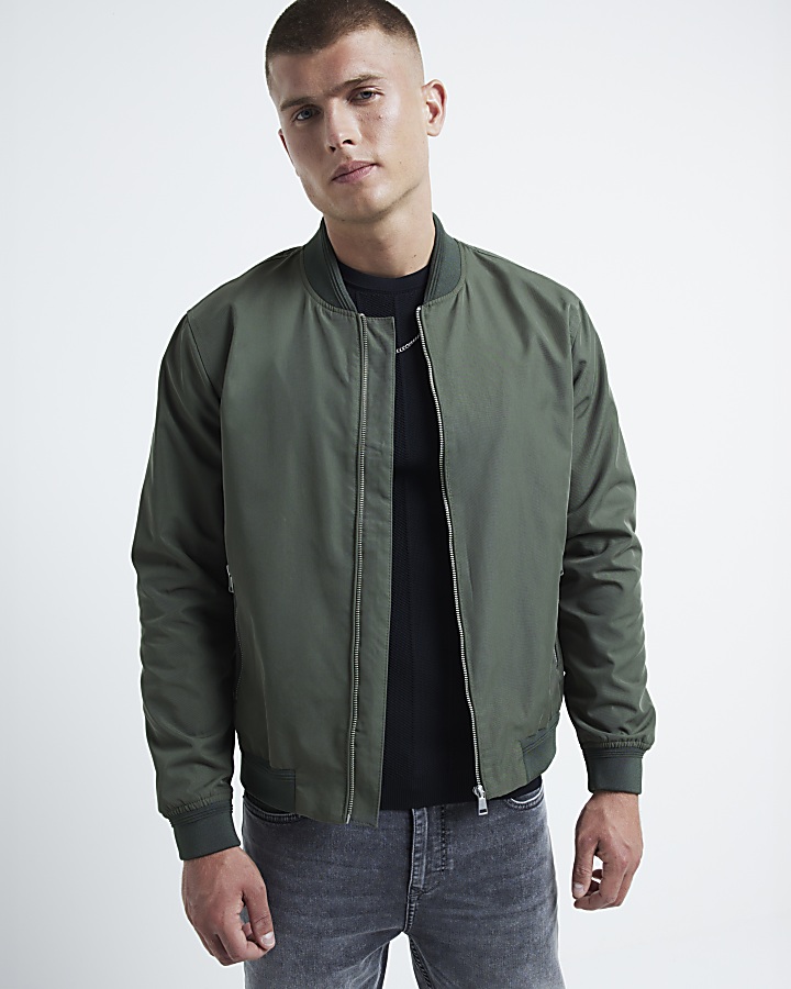 Dark green clearance bomber jacket mens