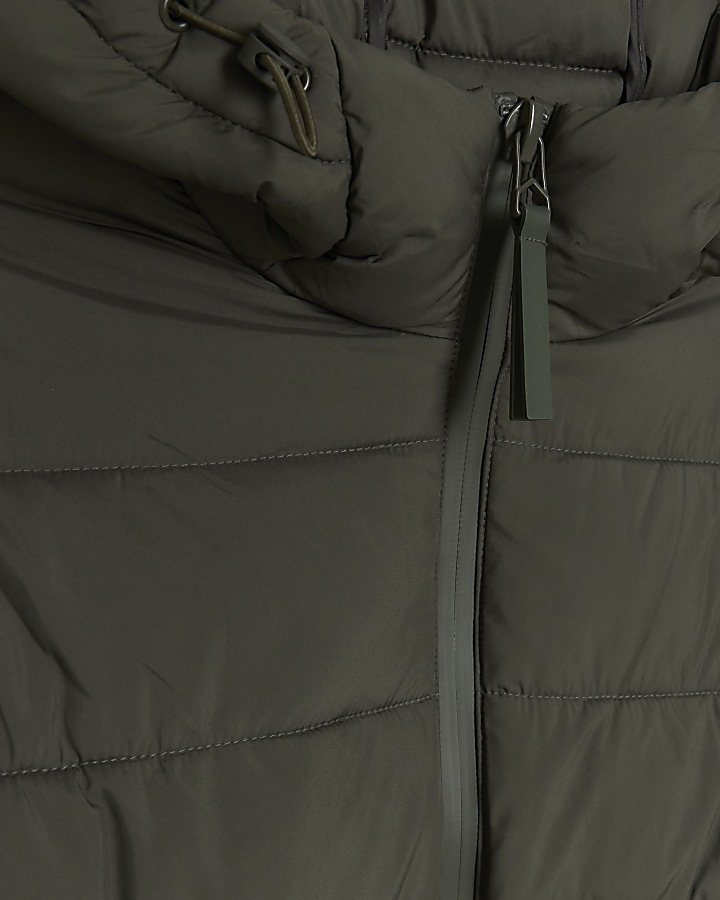 Green regular fit hooded puffer jacket | River Island