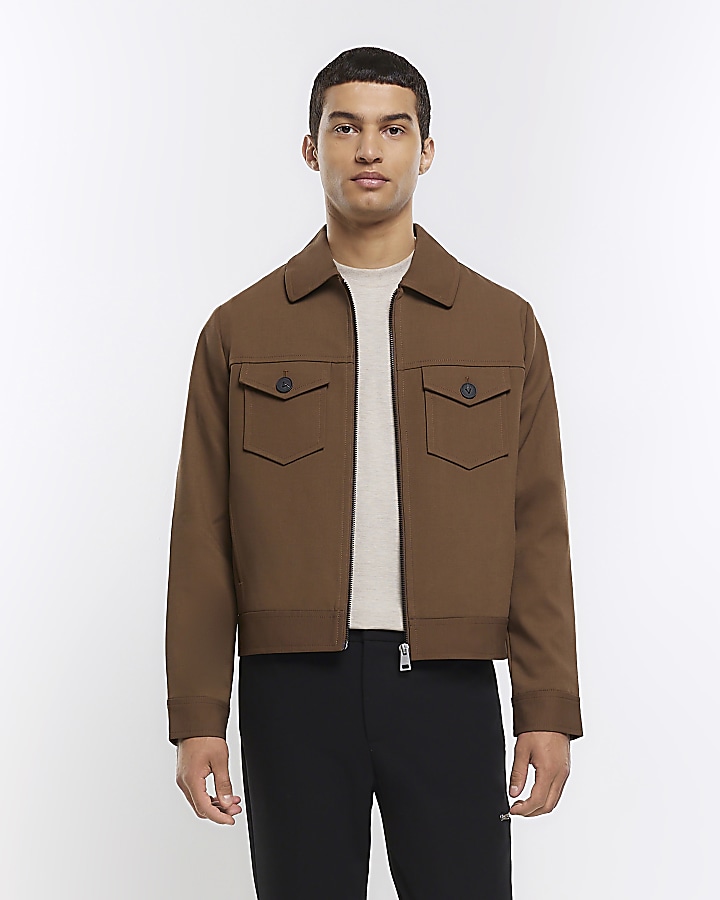 Brown regular fit western jacket | River Island