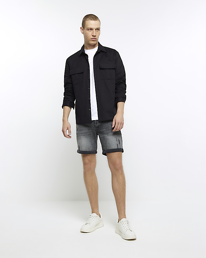 Black ripped clearance shorts river island