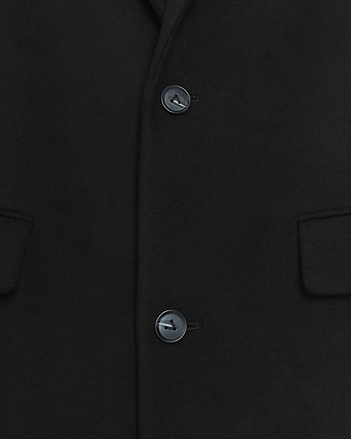 Black regular fit wool blend premium coat
