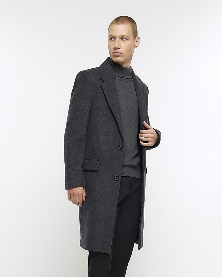 Wool-Blend Long Overcoat