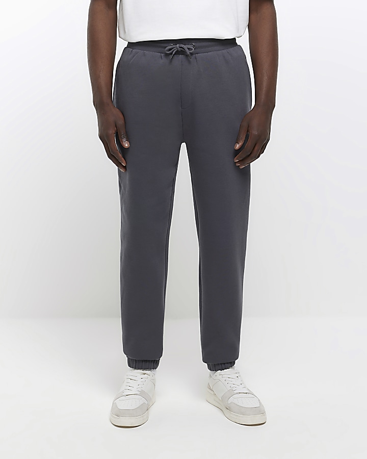 Grey regular fit cuffed joggers