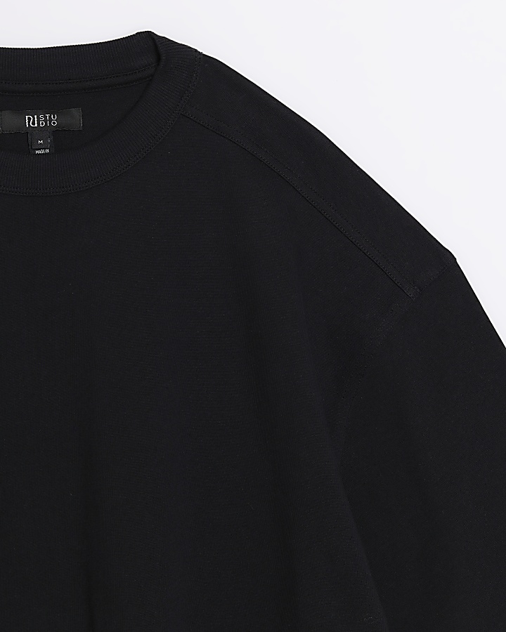 Black boxy fit RI studio t-shirt | River Island