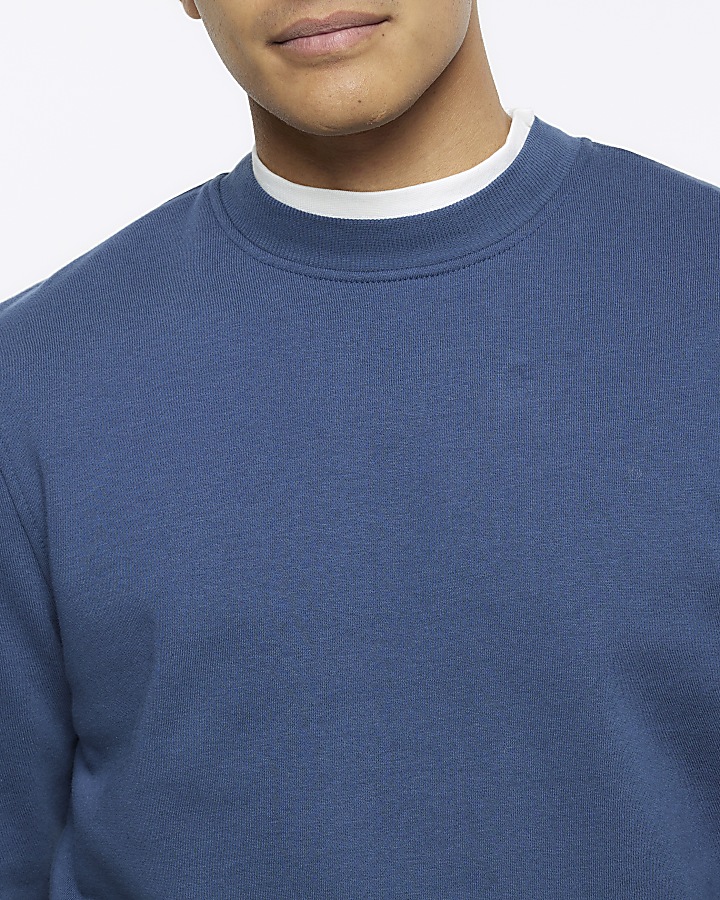 Blue slim fit long sleeve sweatshirt
