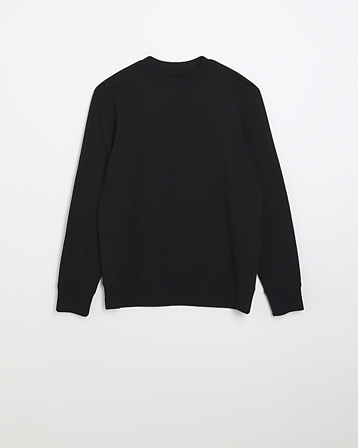 Black slim fit long sleeve sweatshirt